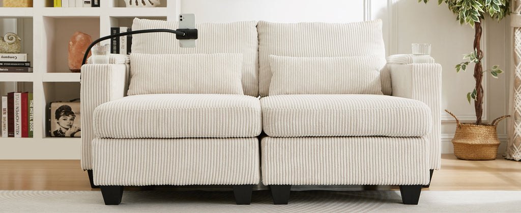 Convertible Chaise Lounge 63" Loveseat Sofa Bed