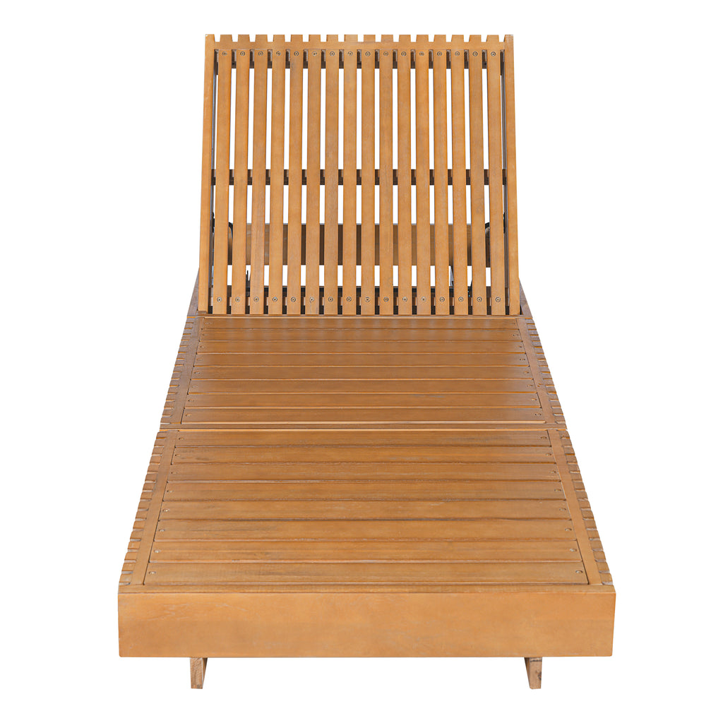 Lounge Chaise Set, Acacia Solid Wood with Lounge Cushion