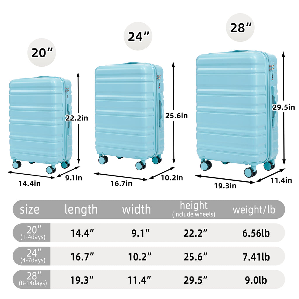 HIFINE TOURIST 3 Pcs Set ABS Spinner Wheel Luggage