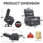 Grey Cat-proof Leather Dual Motor Power Lift Recliner Chair