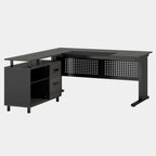 63" L-Shaped Executive Desk with File Cabinet