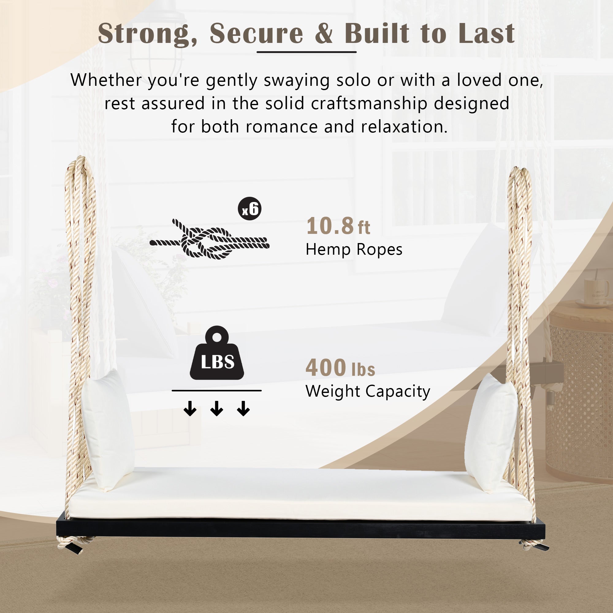 TOPMAX Patio Wooden Swing Chair