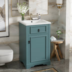 20-Inch Bathroom Vanity with Ceramic Sink, Soft Close Door & Storage Rack