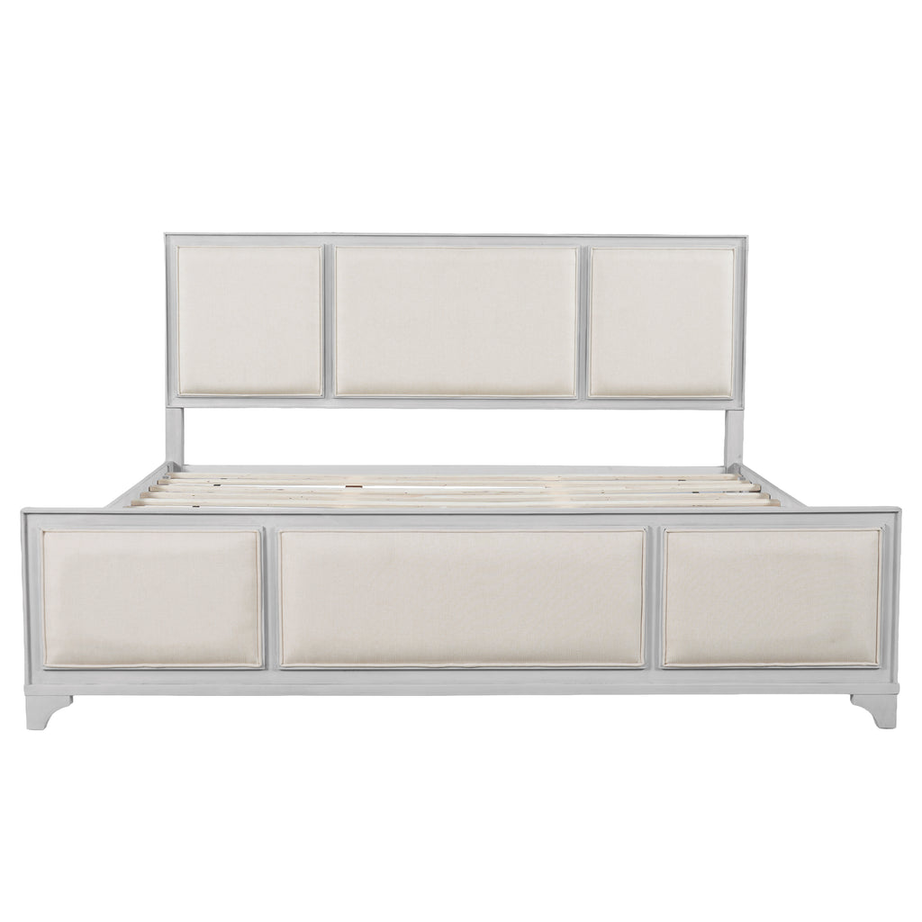 King Size Bed Frame with Upholstered Headboard