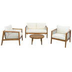 Outdoor 4-Piece Sofa Set, Acacia Wood Frame with Rope Detail