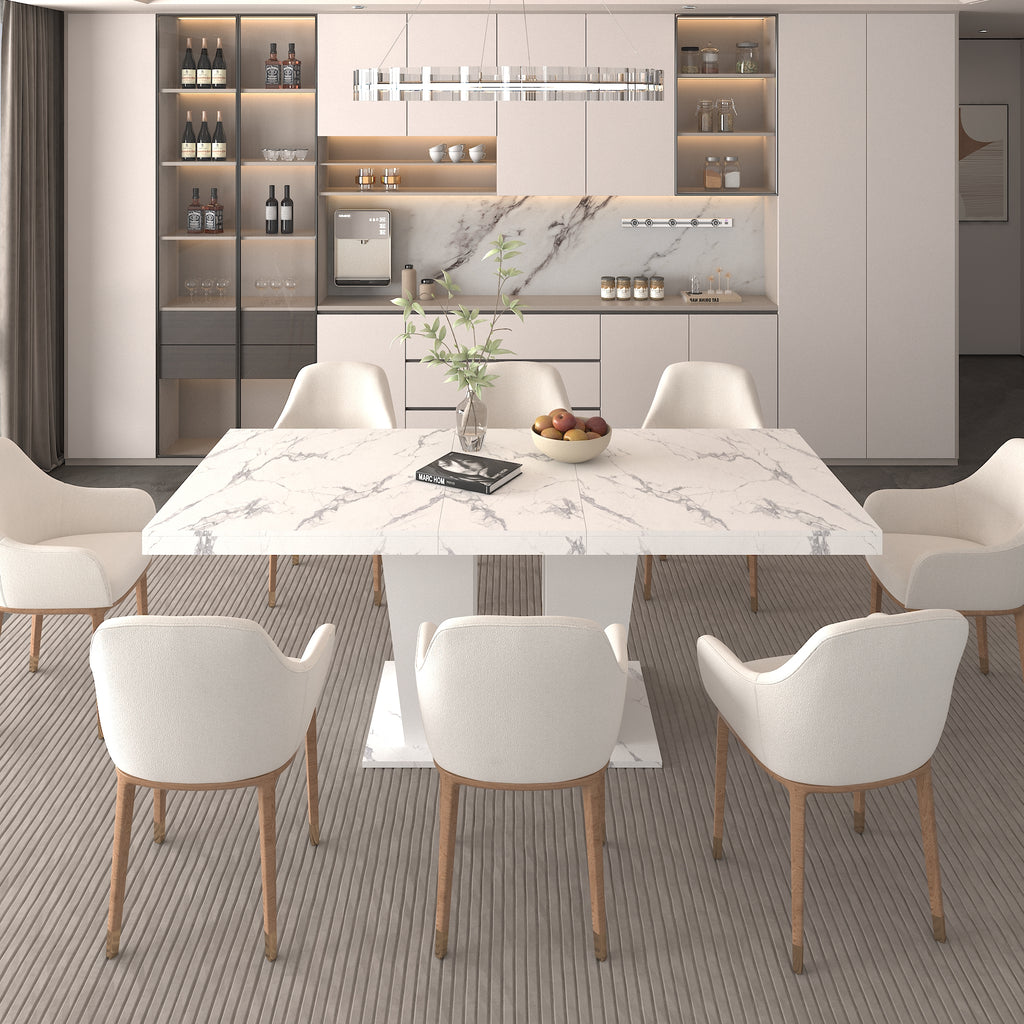 Extendable Dining Room Table for 6-10, Modern All