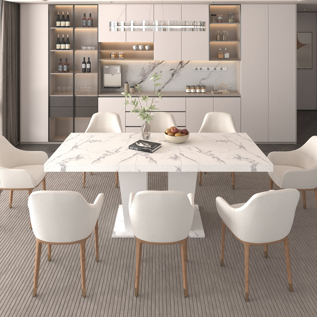 Extendable Dining Room Table for 6-10, Modern All