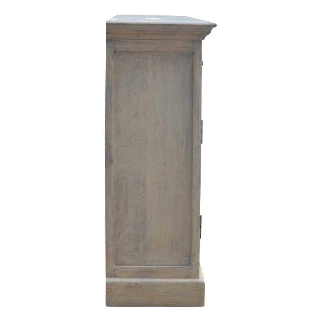 Solid Wood Stone Acid Wash Glazed Sideboard, 4 Drawers, 4 Shelves