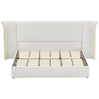 King Size Luxury Wing-Back Upholstered Bed Frame