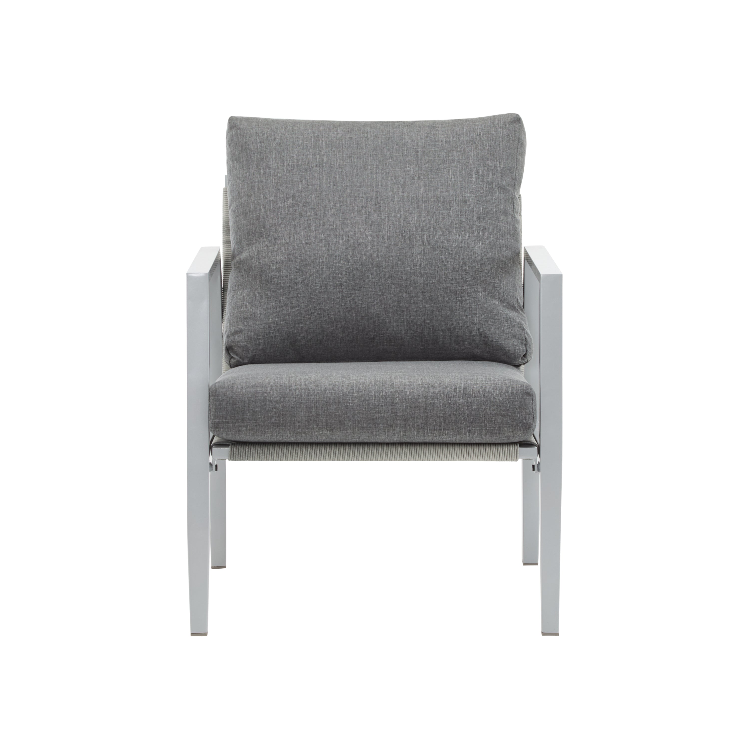 Silver Aluminum Lounge Chair with Sleek Rope Accents