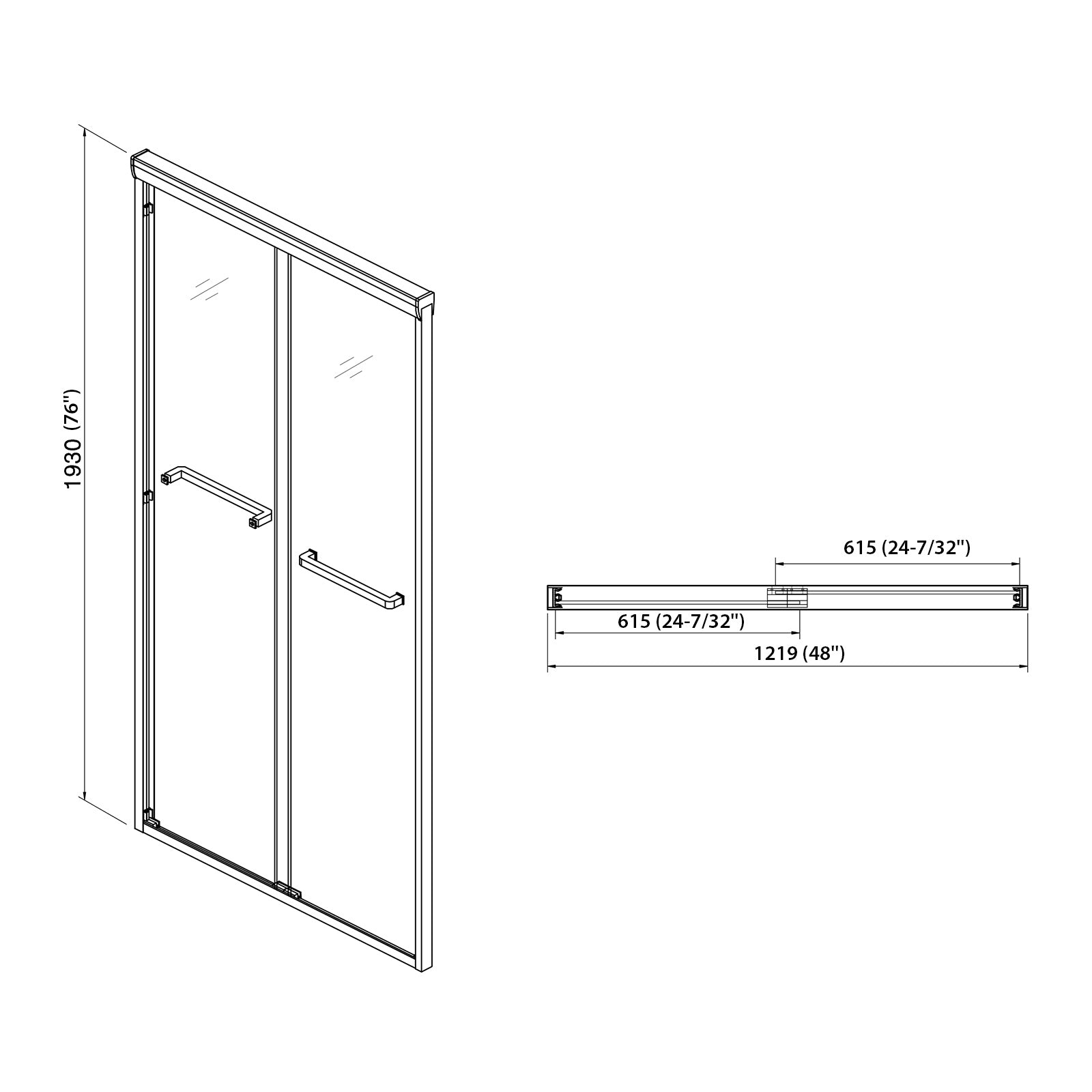 Semi-Frameless Bypass Sliding Shower Door
