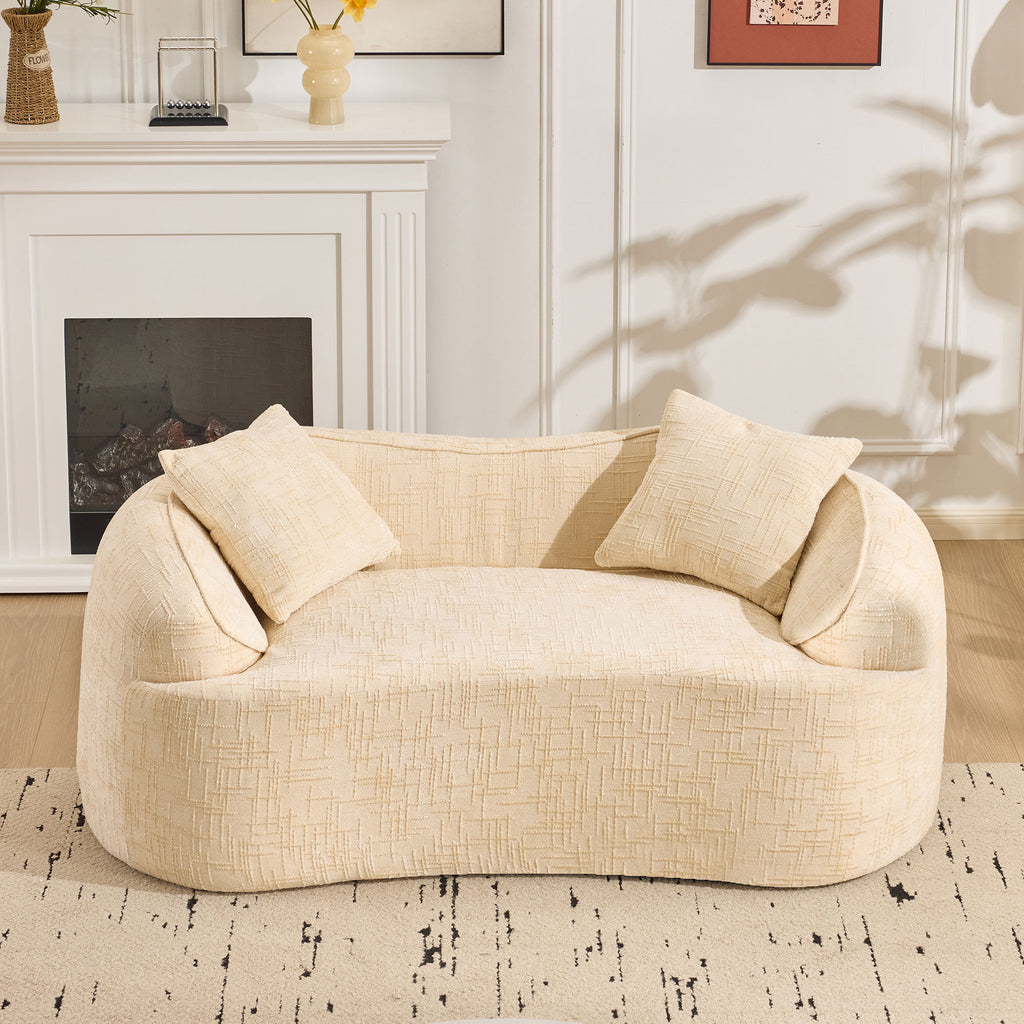Beige Curved Two-Person Compress Sofa