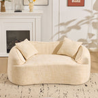 Beige Curved Two-Person Compress Sofa