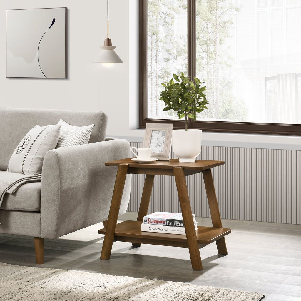 Metz Mid-Century Modern Wood Shelf 3-Piece Coffee Table Set