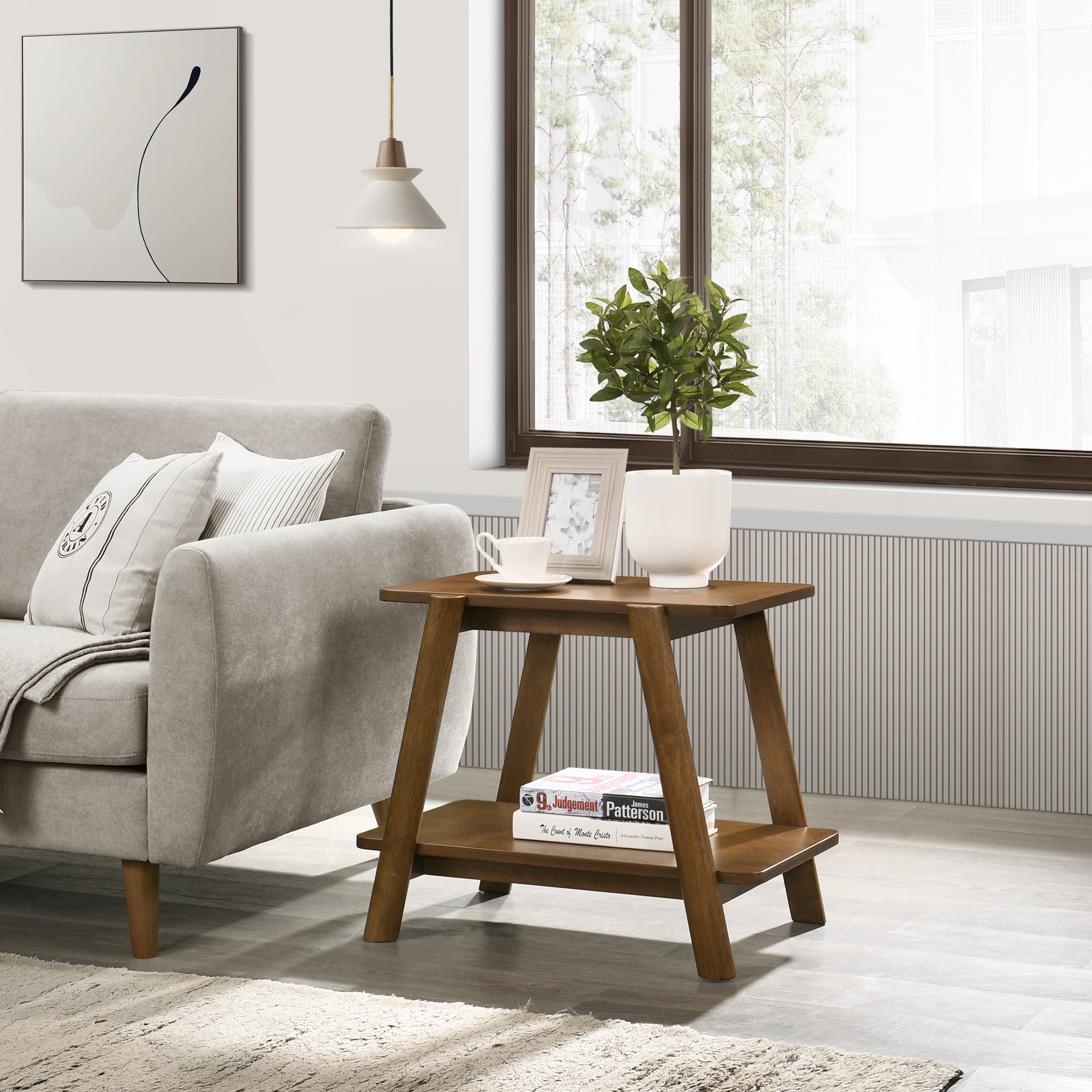 Metz Mid-Century Modern Wood Shelf 3-Piece Coffee Table Set