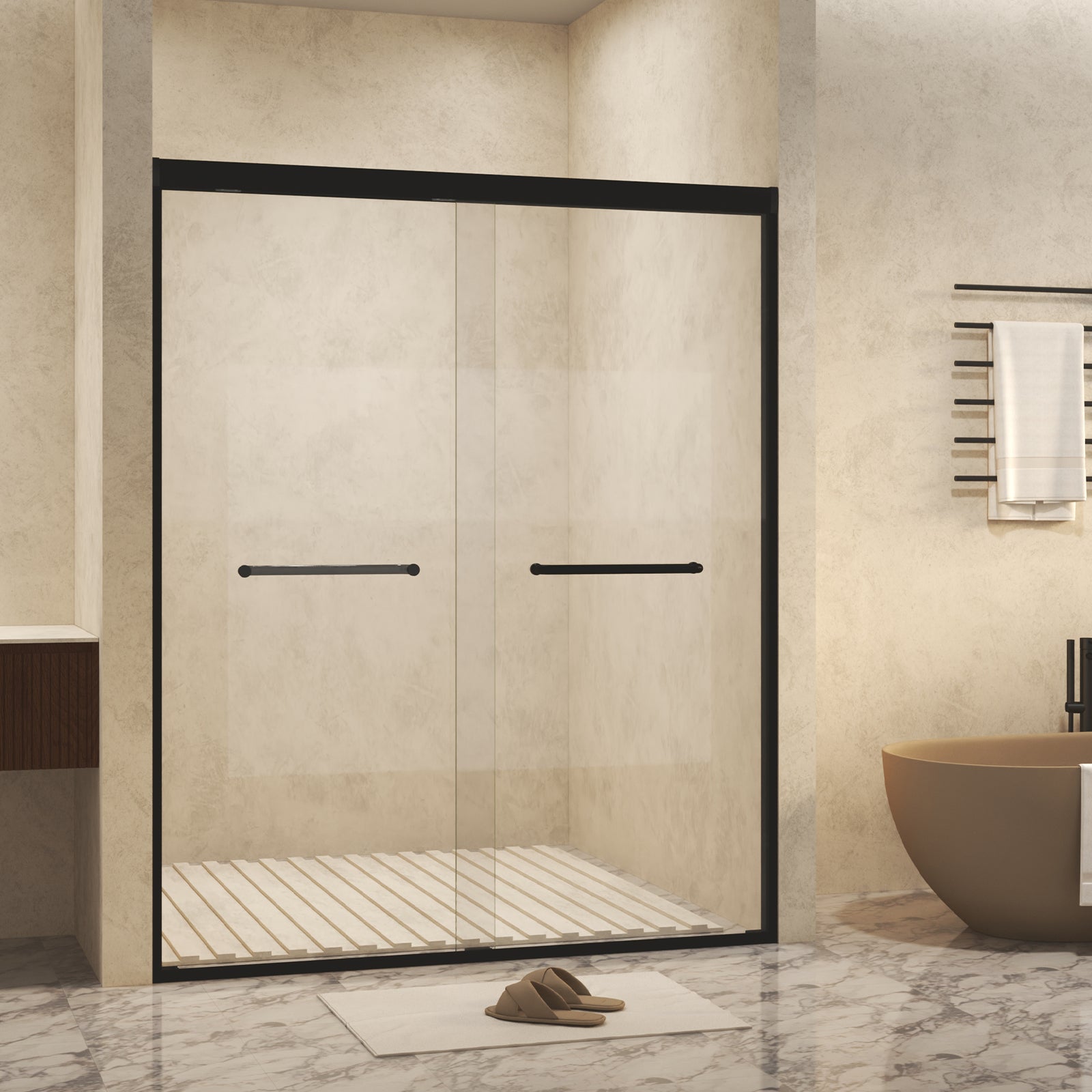 Tempered Glass Double Sliding Shower Door