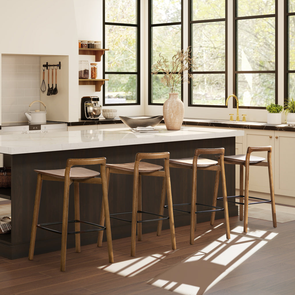 Sven 26.5" Modern Minimalist Low Back Wood Counter Stool