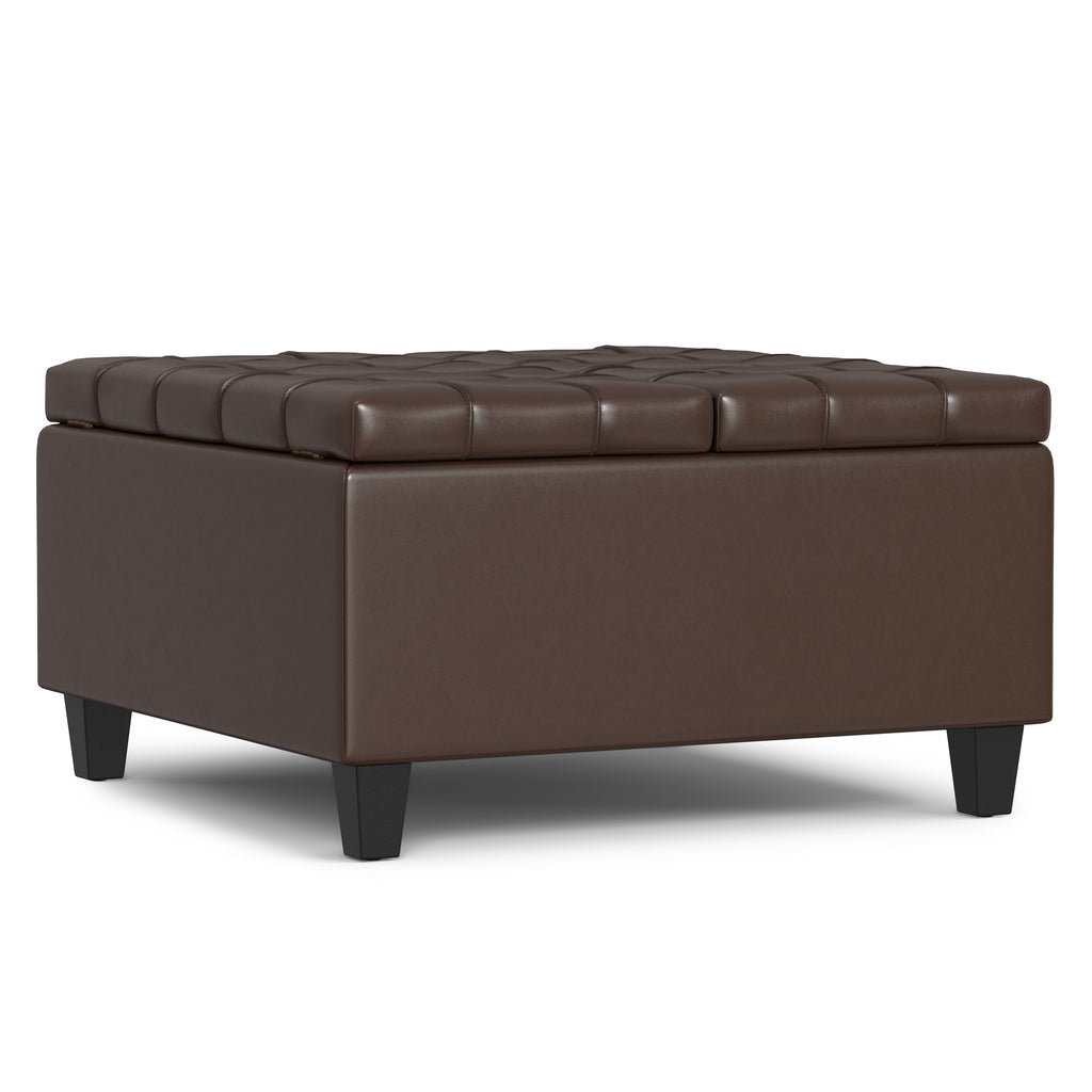 Harrison 30 Inch Wide Small Square Coffee Table Storage Ottoman