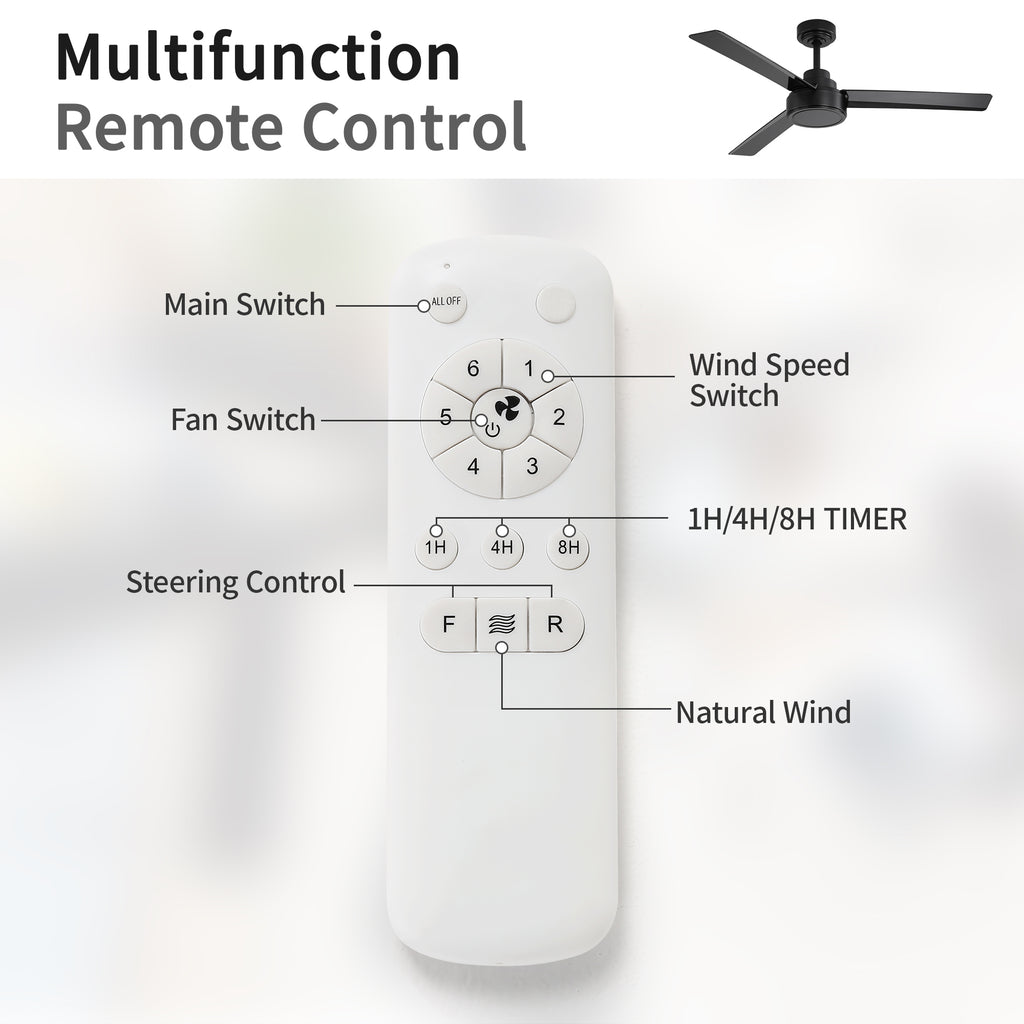 52" Outdoor Ceiling Fan Without Light - 3 ABS Blades
