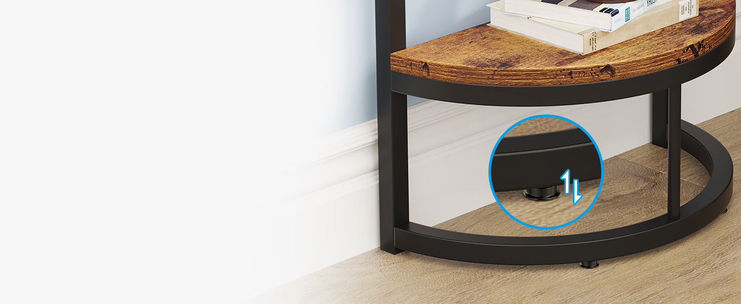 Slim Half Moon 2-Tier Semi-Circle End Table, 19.69" Rustic