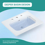 Glossy White Ceramic Integrated Bathroom Sink