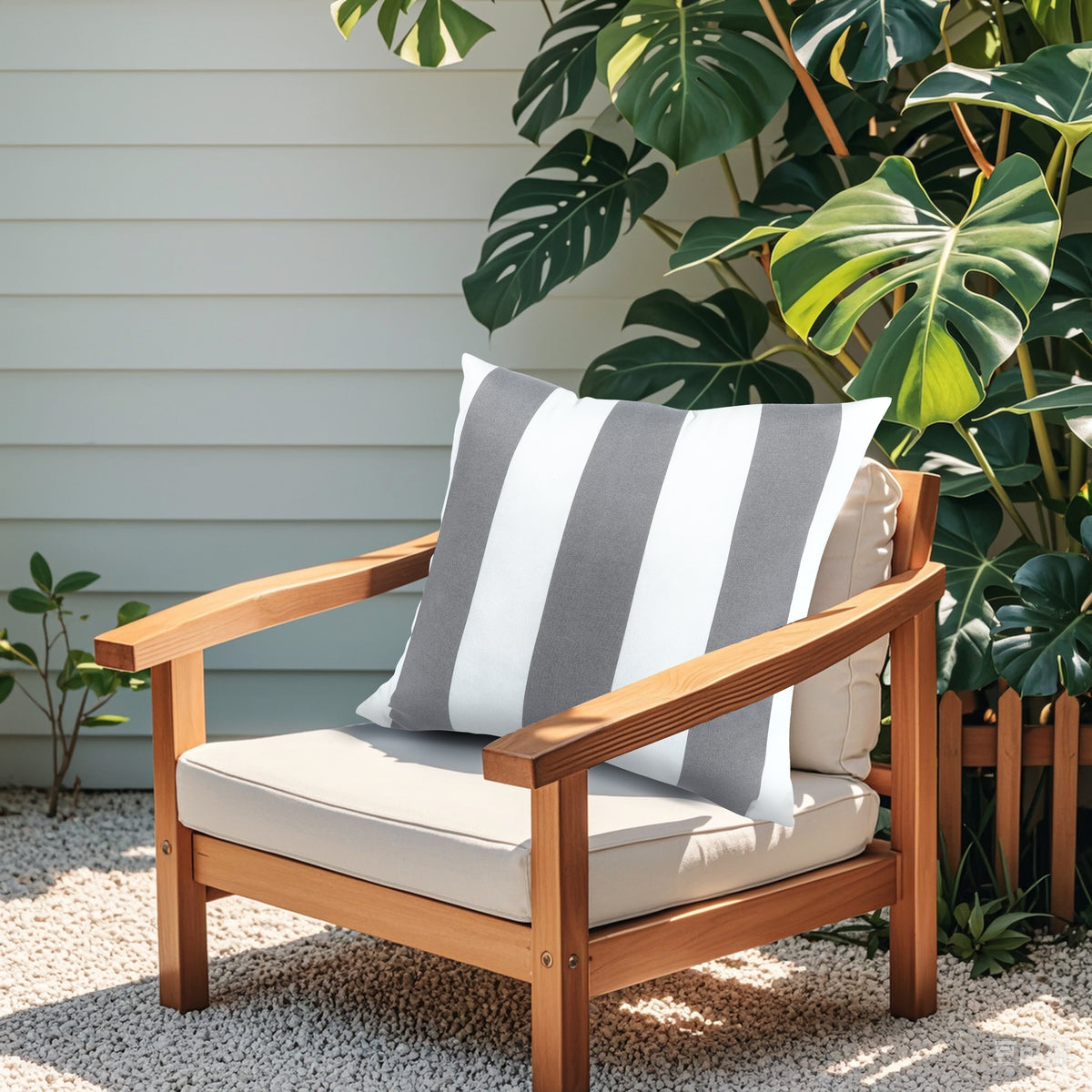 4 Pack Outdoor Pillow Covers - Gray/White Striped