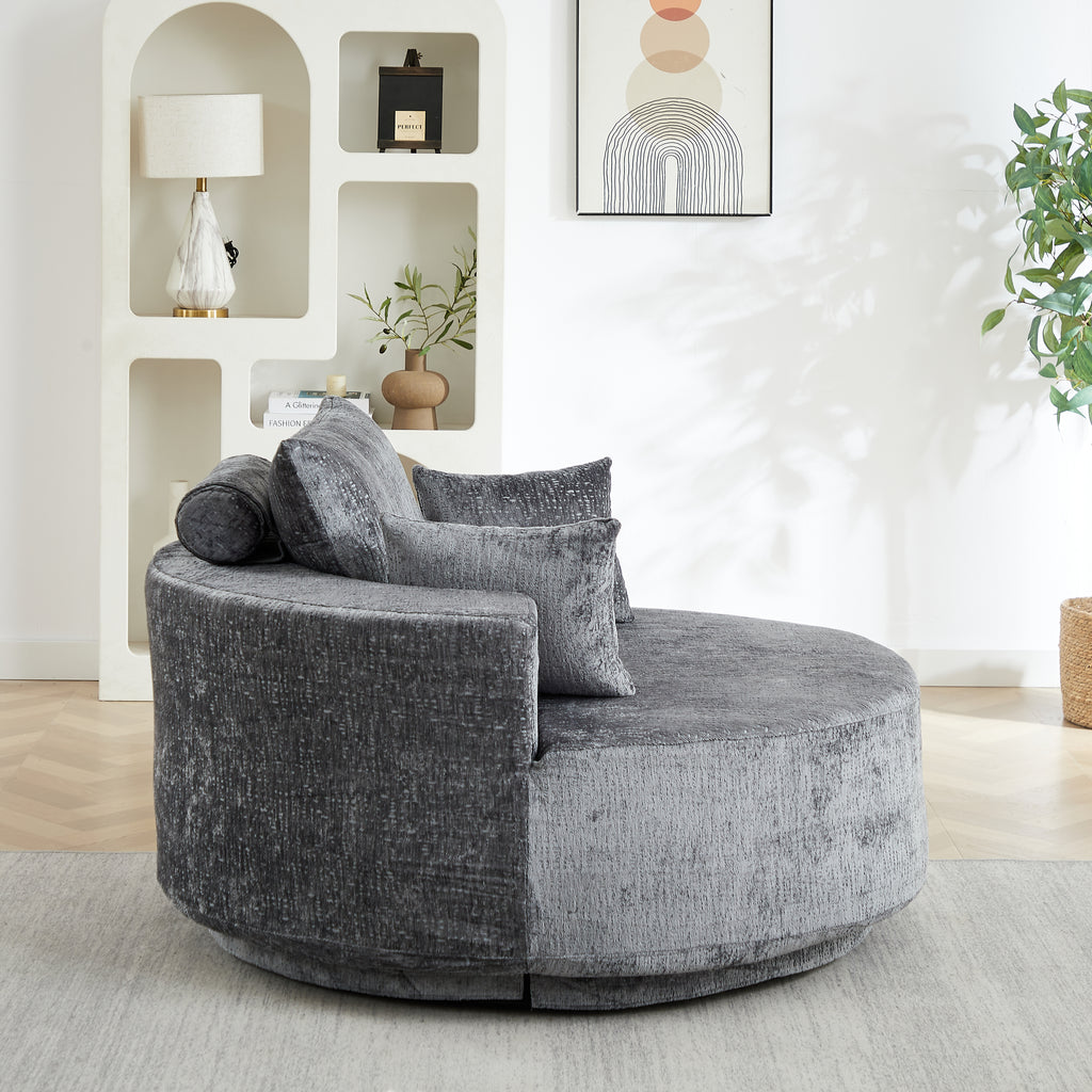 55''L Polyester Foam Single Swivel Chair