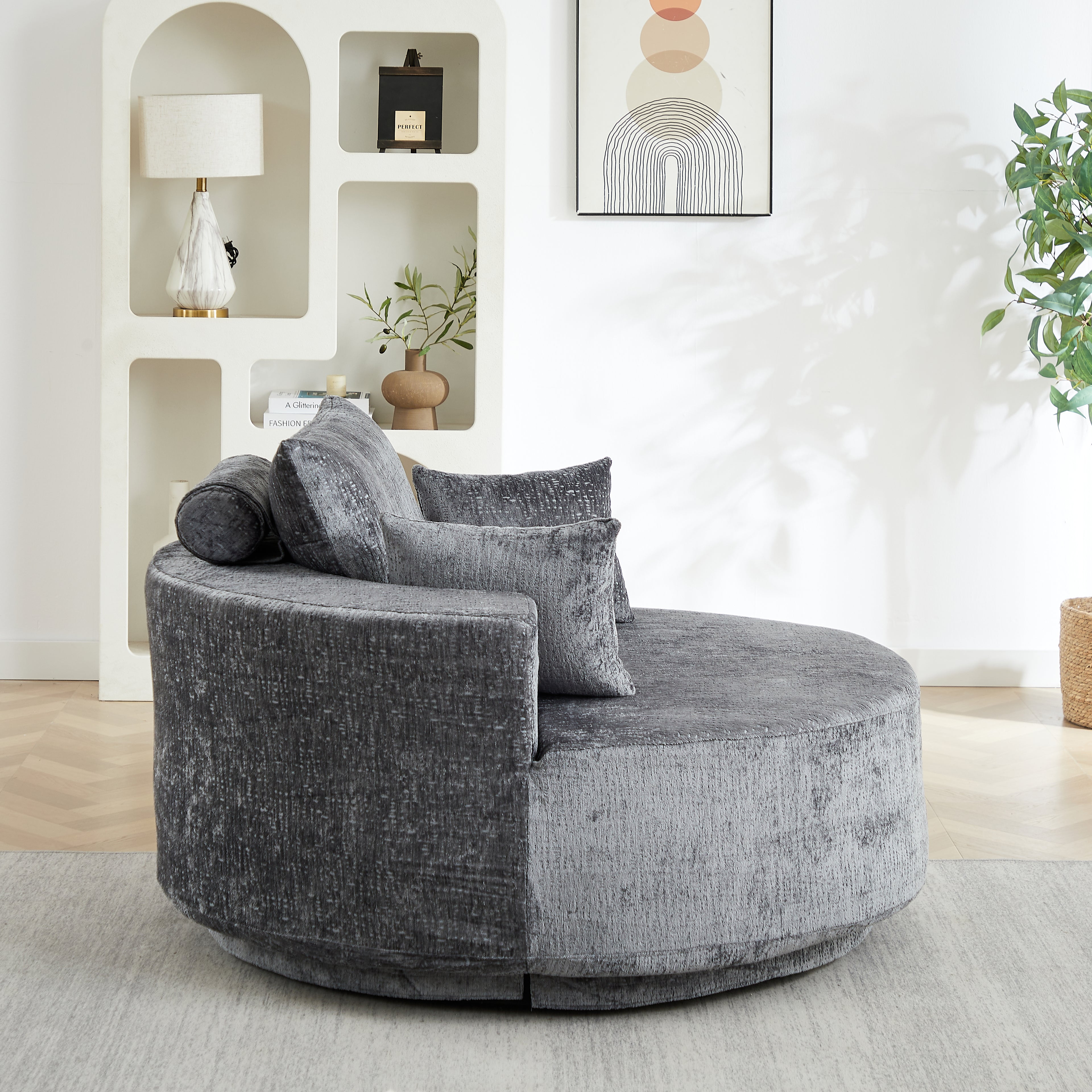 55''L Polyester Foam Single Swivel Chair