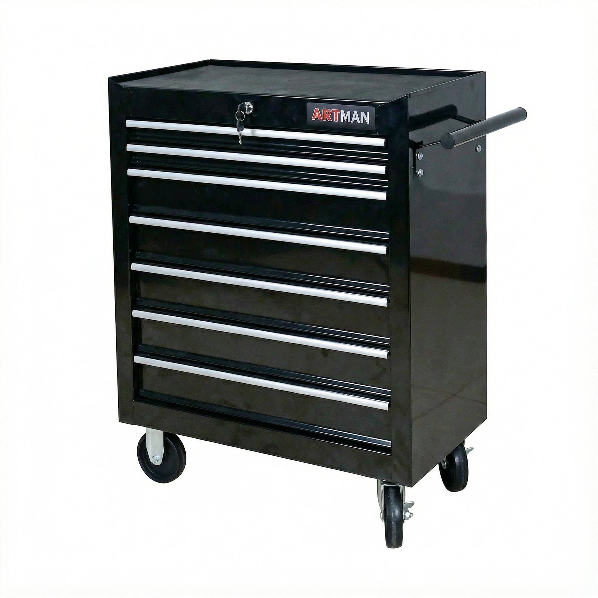 7 Drawers Multifunctional Tool Cart with Wheels - Black