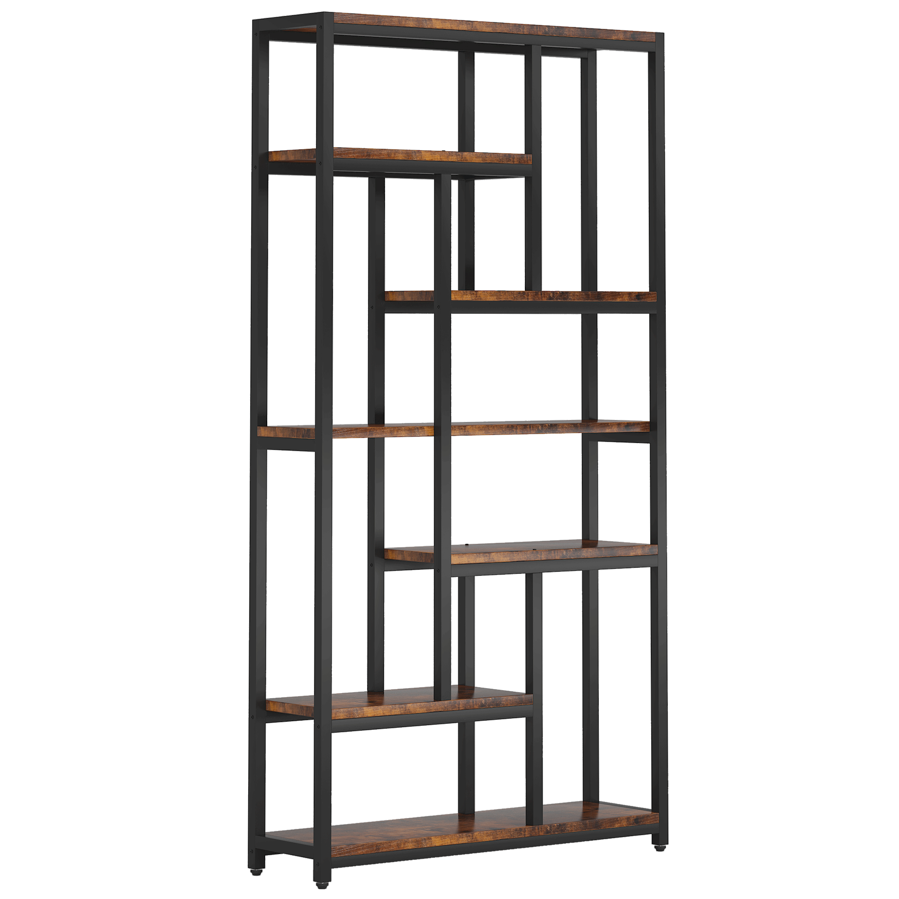 78.7" Extra Tall 7-Tier Industrial Vintage Rustic Bookcase