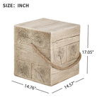 Outdoor Wood Grain Square MGO Side Table
