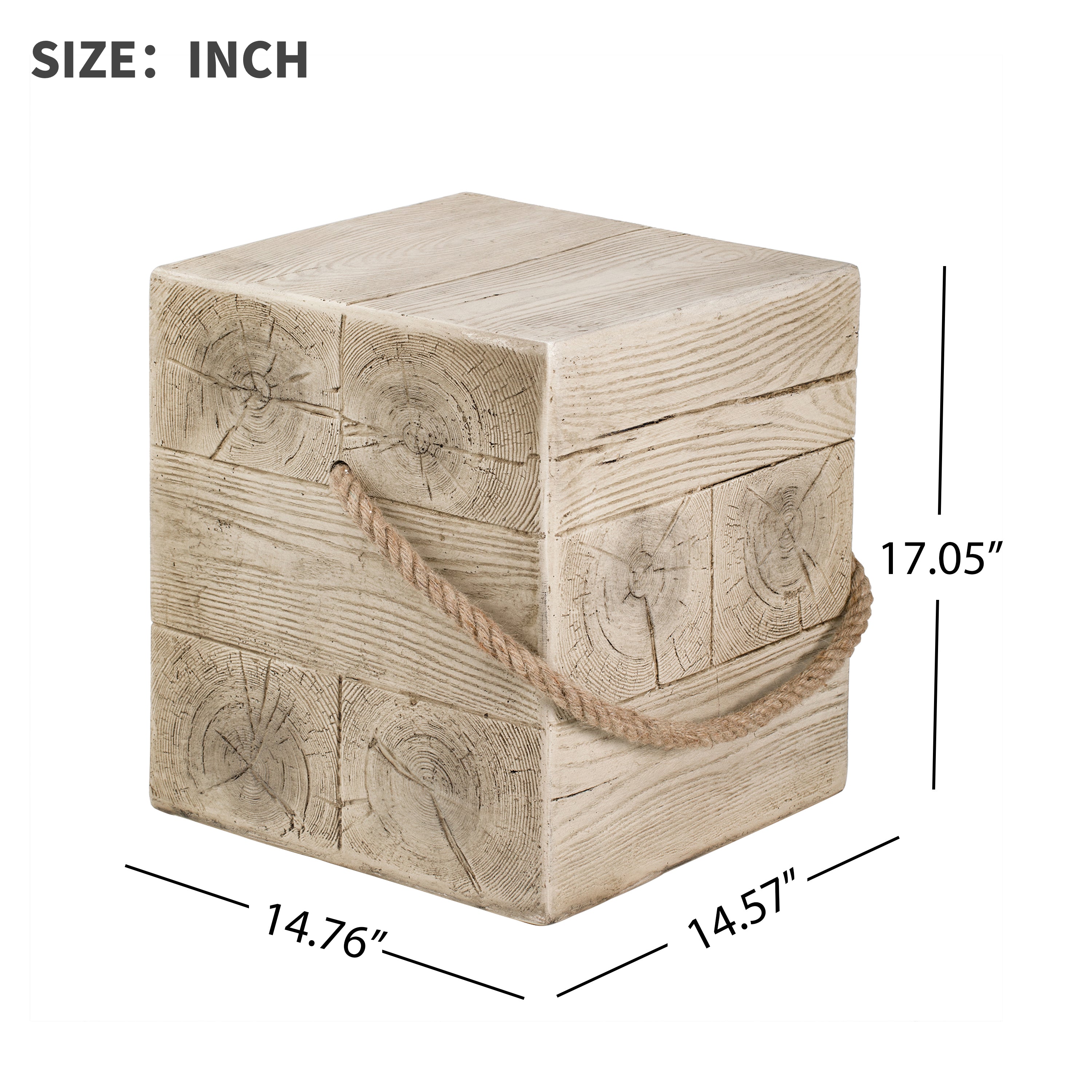 Outdoor Wood Grain Square MGO Side Table