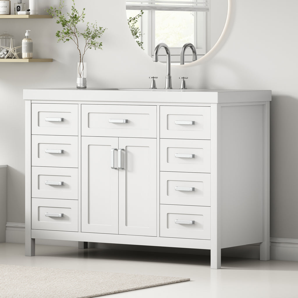 48" Bathroom Vanity with Sink, 2 Doors and 8 Drawers
