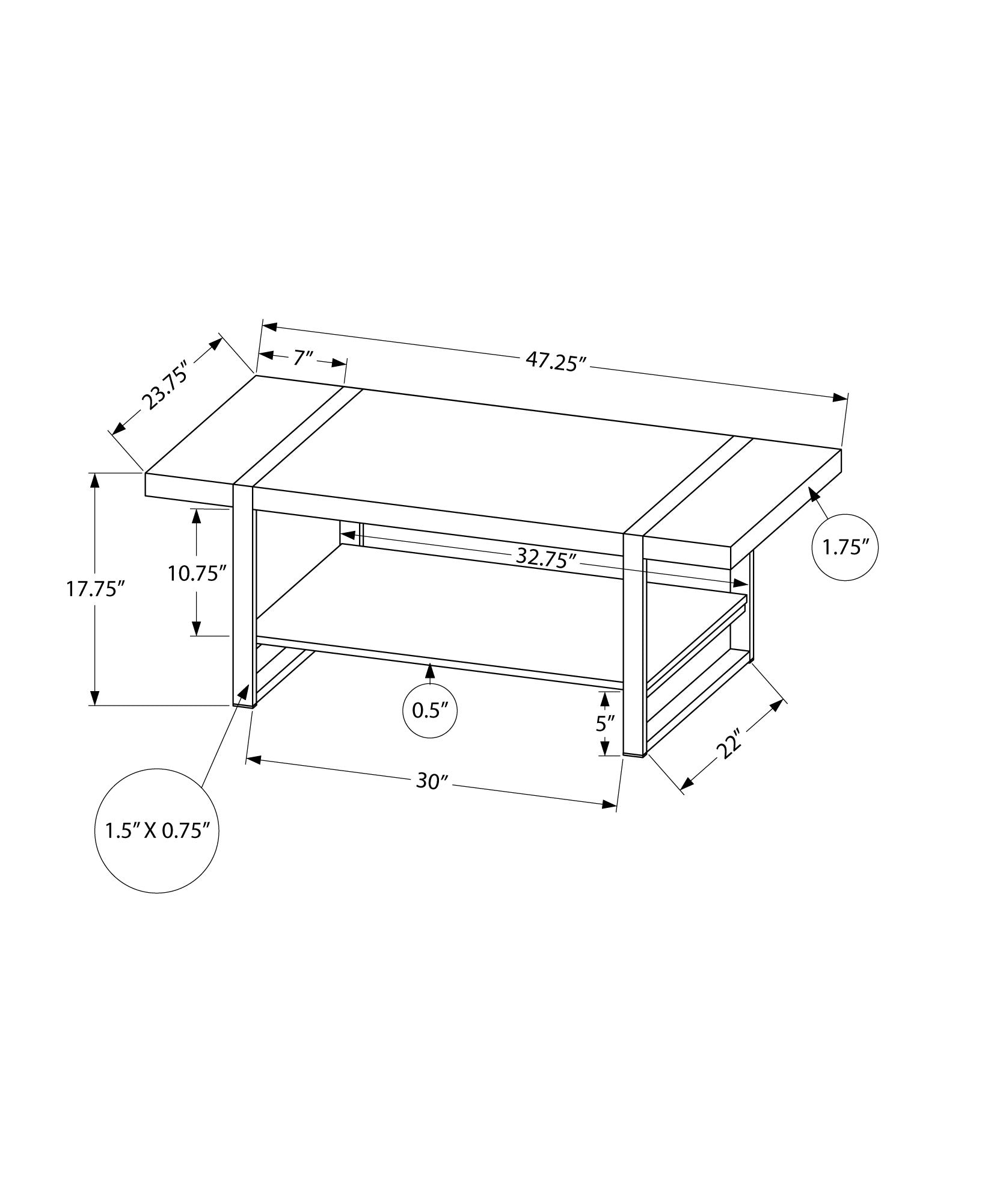 Coffee Table with Fixed Shelf
