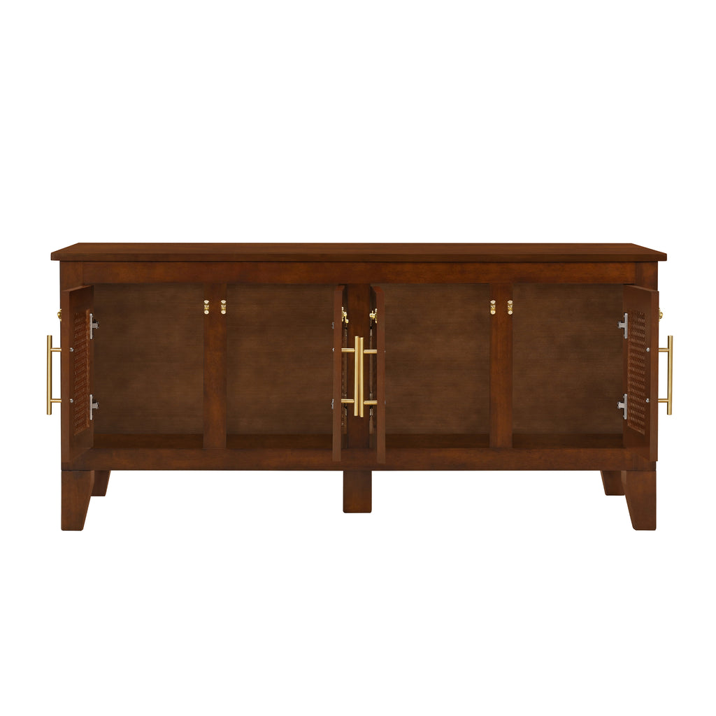 Lars Indoor Rattan Decorated Rubber Wood Dog Crate Cabinet Furniture
