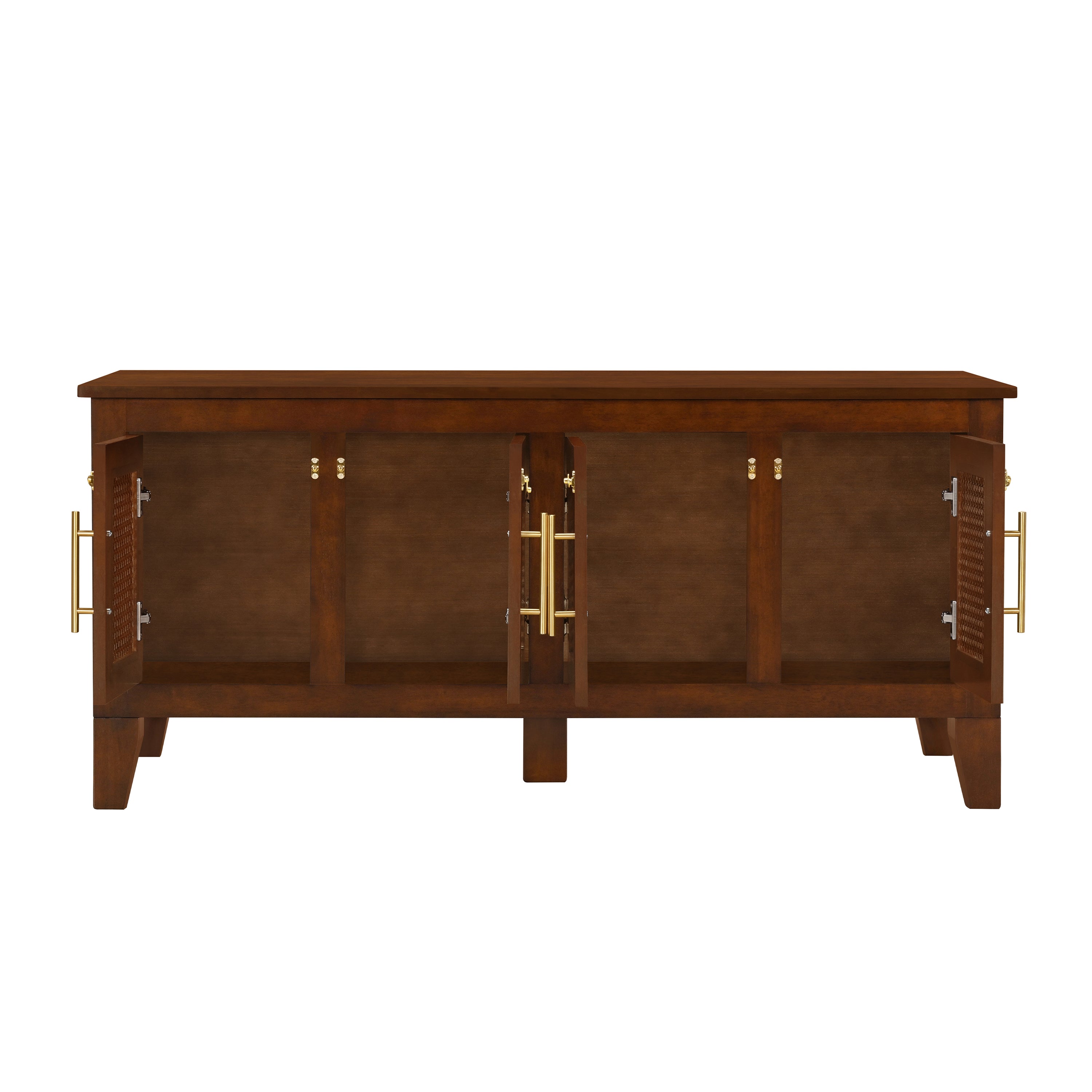 Lars Indoor Rattan Decorated Rubber Wood Dog Crate Cabinet Furniture