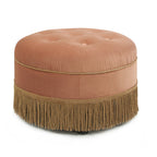 Yolanda 24" Round Upholstered Accent Ottoman, Peach
