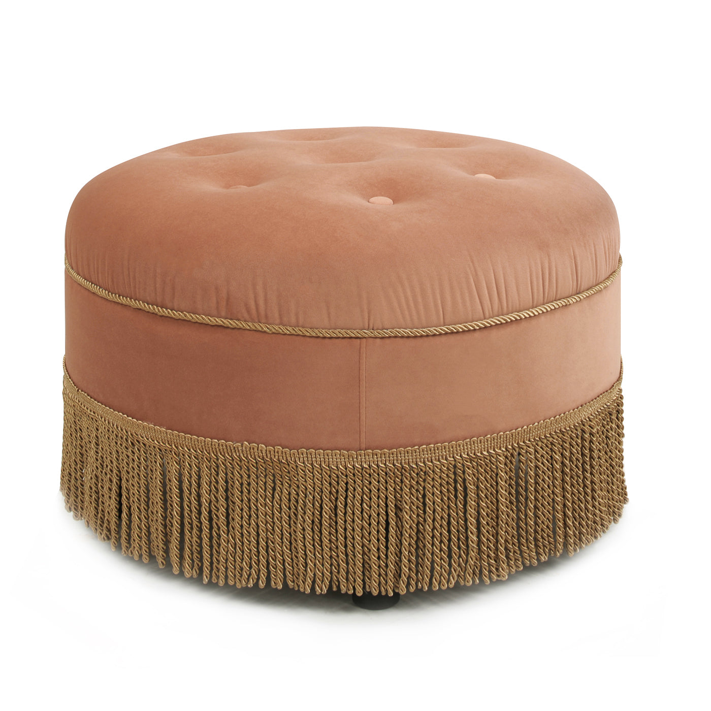 Yolanda 24" Round Upholstered Accent Ottoman, Peach