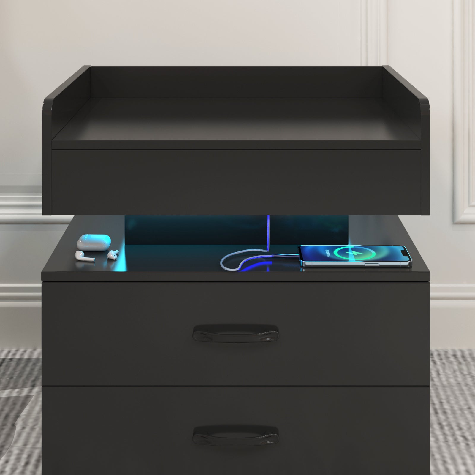 1 Set Nightstand with Adjustable LED Strip Light