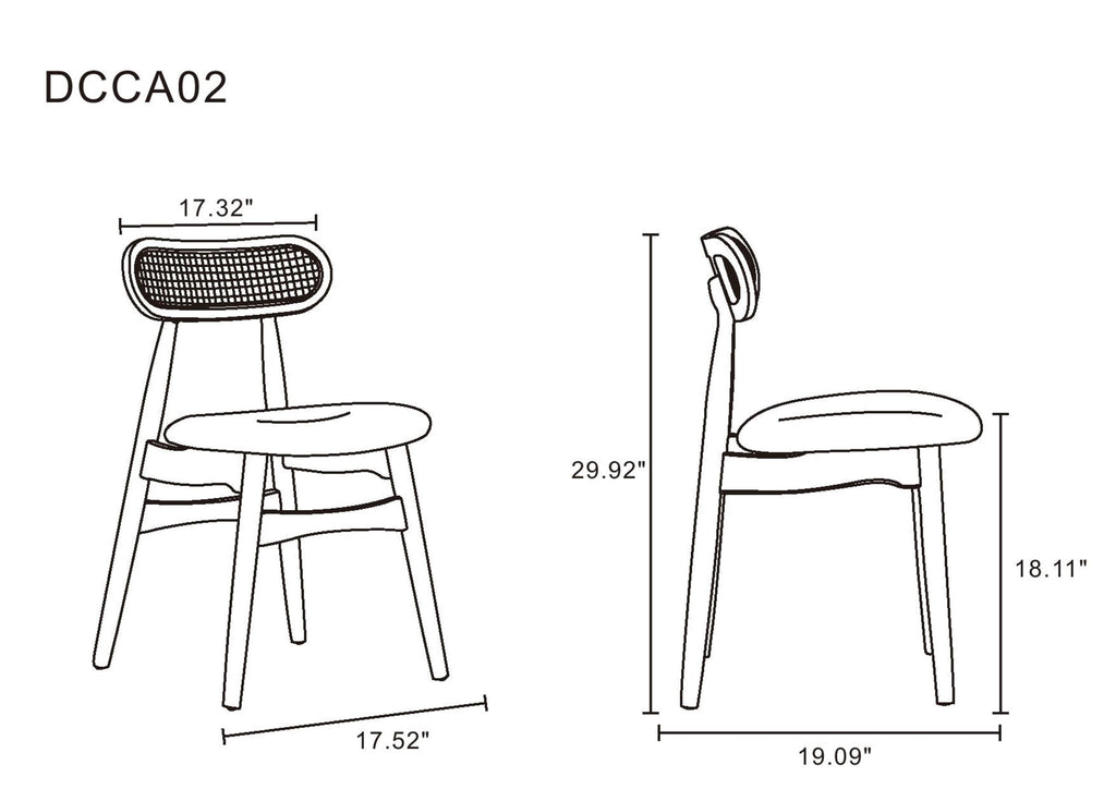 Colbert Cane Back Wood Upholstered Dining Chair