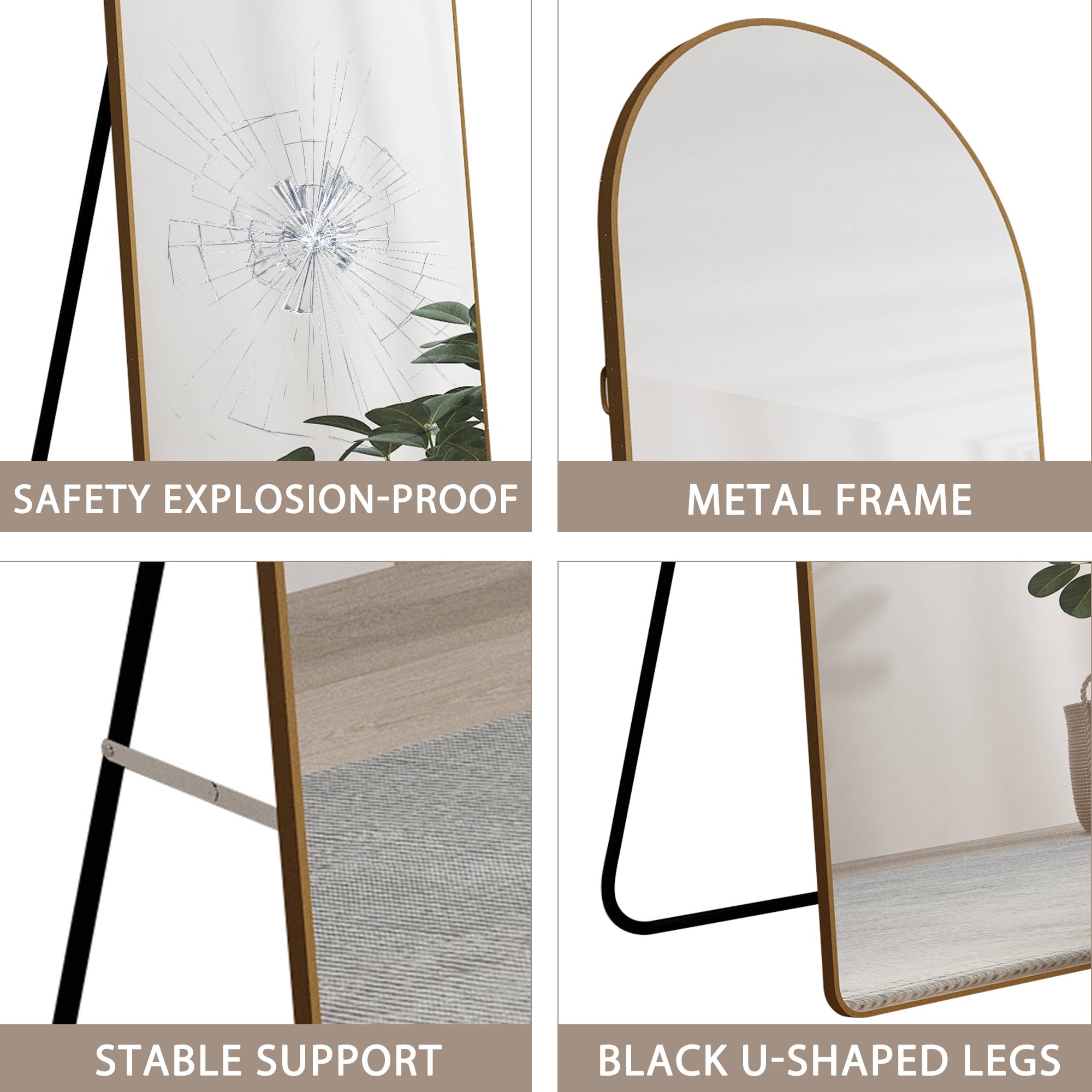 Aluminum Alloy Full Length Mirror with Gold Frame