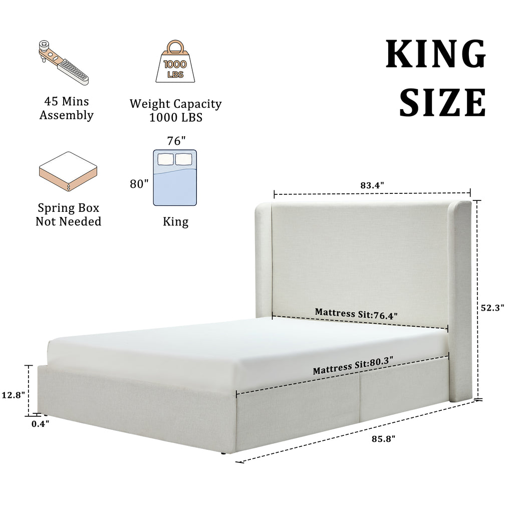 Carmen Upholstered Wingback Bed