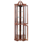 Walnut Corner Curio Cabinet with Lights