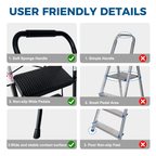 3 Step Ladder with Wide Anti-Slip Pedal