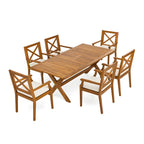 7 Pieces Acacia Wood Outdoor Dining Set