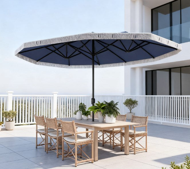 Spacious Extra Large Outdoor Rectangle Patio Umbrella with Crank Handle