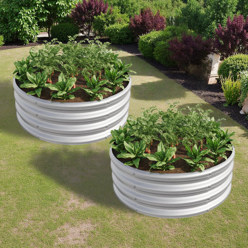 2-Piece 32.08" Tall Round Metal Raised Garden Bed