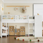 Twin Loft Bed with Multi-Storage Bookcases, Boxes and Drawers