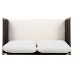 Outdoor Acacia Wood Loveseat with Diamond Rope Weave & Cushions, Light Teak