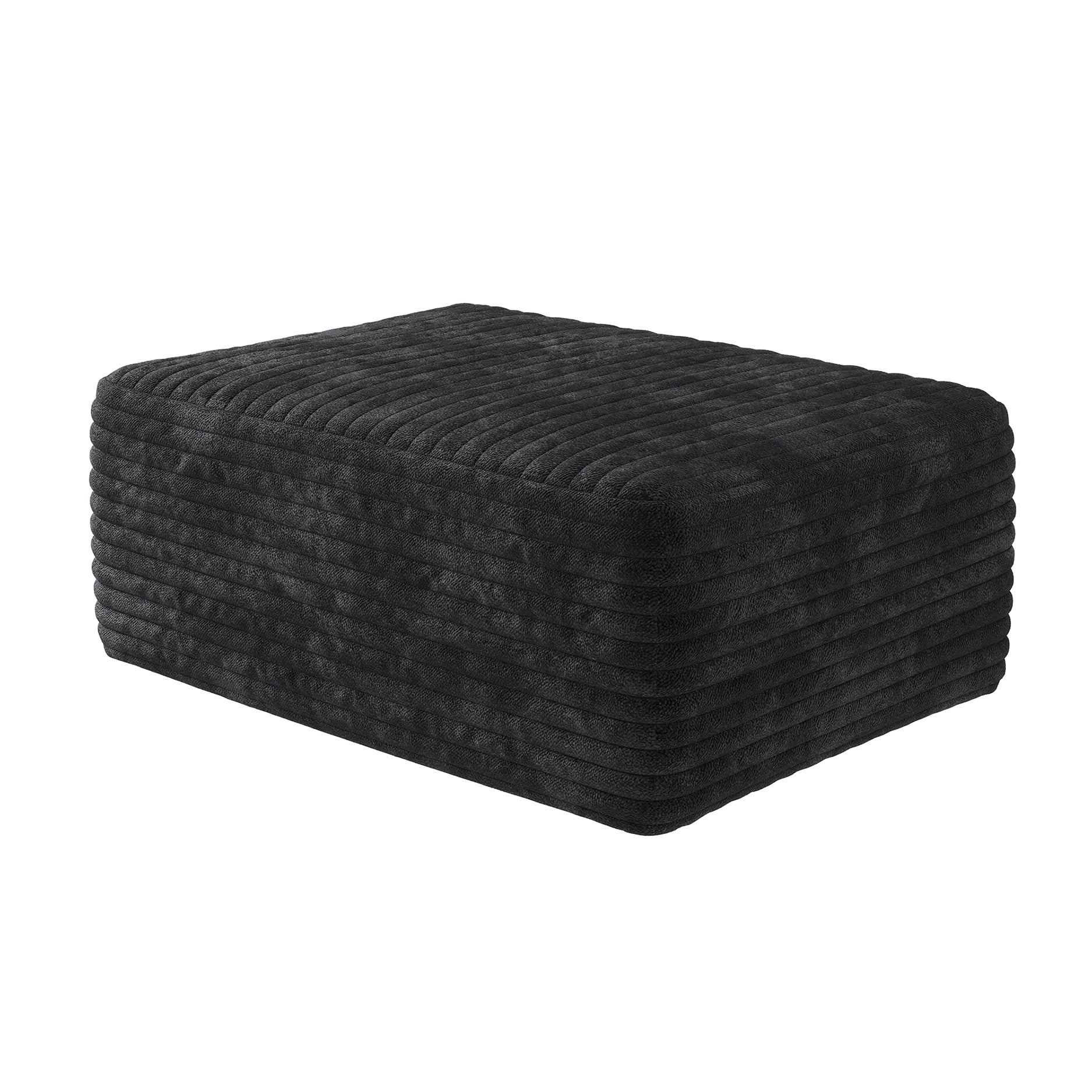 No Assembly Required Black Sofa Ottoman